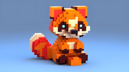 Obraz premium Red Panda 3d pixel Character Cartoon