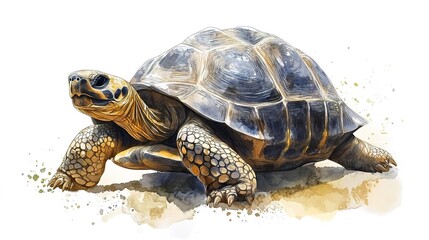 Obraz premium tortoise illustrated watercolor style beautifully isolated pristine white background imaginative conceptual wildlife animal art 