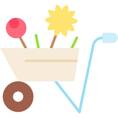 flower, garden, spring, wheelbarrow, spring Icon