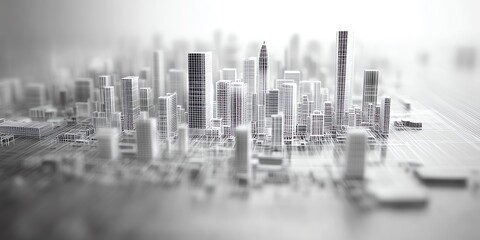 A miniature model city with buildings, streets, and roads.