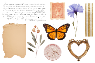 PNG vintage bullet journal set, transparent background