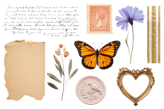 PNG vintage bullet journal set, transparent background - Powered by Adobe