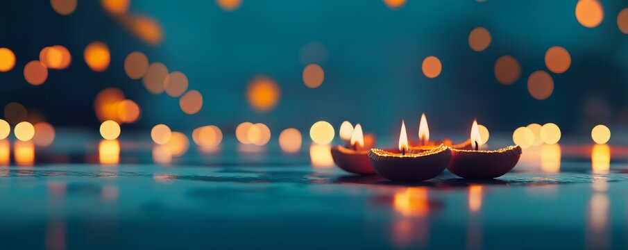 Oil lamp diy, background with copy space. Diwali celebration. Holiday symbol. Hinduism	
