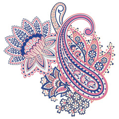 Floral Paisley colorful vector ornament. Isolated Pattern 