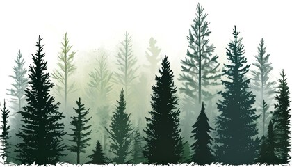 Obraz premium illustration of a vector thicket of a forest on a white background with a 3D visualization effect