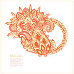 Fototapeta premium Turkish Cucumber Paisley. Vector pattern in traditional oriental style with flowers, leaves and fantasy elements.