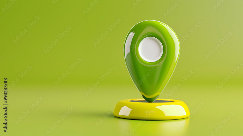 Poster location pin and map marker in vibrant colors on a minimalist background emphasizing navigation and 