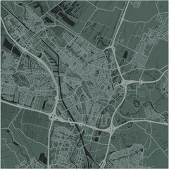 Fototapeta premium Map of Utrecht in Netherlands in a smooth dark style. Contains layered vector with roads water, parks, etc.