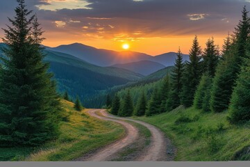 Old Mountain Path Leading to Horizon