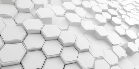 Fototapeta premium An abstract arrangement of white hexagonal shapes creating a modern, textured wall design.