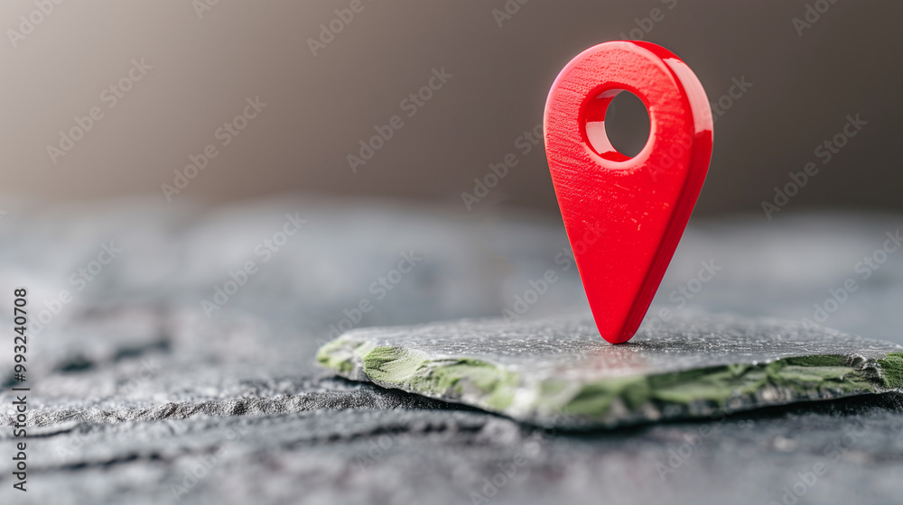 Poster location pin on a map marker with a red design for navigation and gps tracking