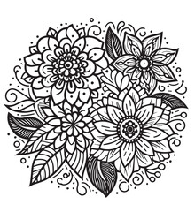 Kid coloring page design minimalist flower 