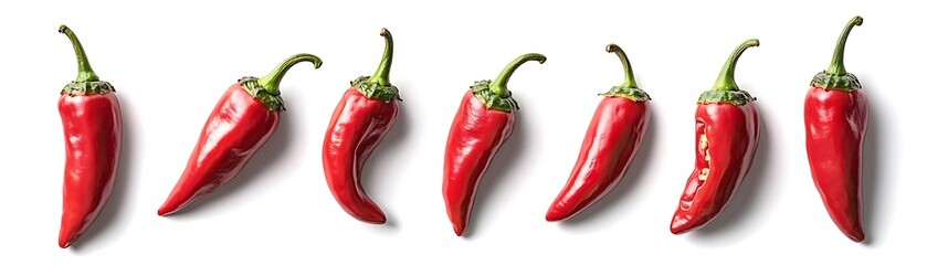 Seven Red Hot Chili Peppers Photo on White Background