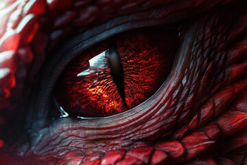 Close up of red dragon eye