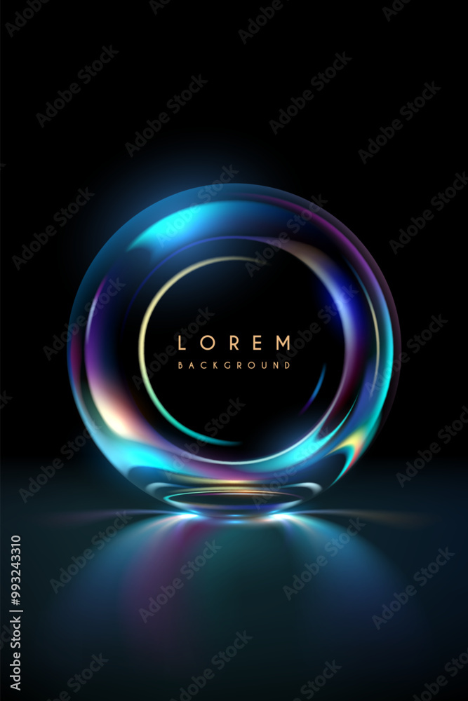 Wall mural neon light ring on black background