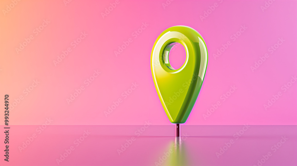 Poster location pin on colorful background with map marker design for navigation and location tracking