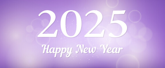 Happy new year 2025 inscription on blurred background