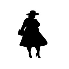 Overweight woman silhouette vector illustration transparent background