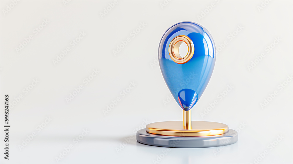 Poster map pin location marker with glossy design and elegant base for navigation and mapping purposes