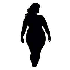 Overweight woman silhouette vector illustration transparent background