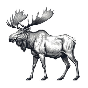 recommend clip art: Moose Black-White vector illustration, Png.