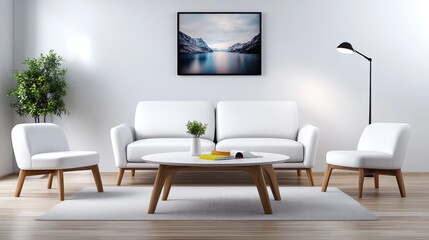 Fototapeta premium Modern Living Room with Minimalist Design and Artwork
