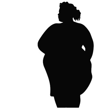recommend clip art: Overweight woman silhouette vector illustration transparent background