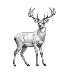 Obraz premium deer Black-White vector illustration, Png.