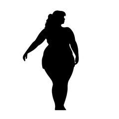 Overweight Fat Women Silhouette -vector illustration transparent background