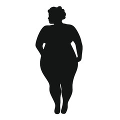 Overweight Fat Women Silhouette -vector illustration transparent background