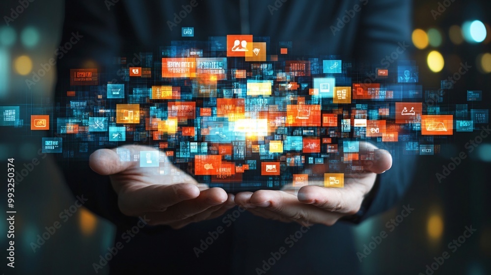 Leinwandbilder A clean abstract design of a player texting their results to friends after solving a word puzzle game with multiple messages showing on screen Large space for text in center Stock Photo with copy