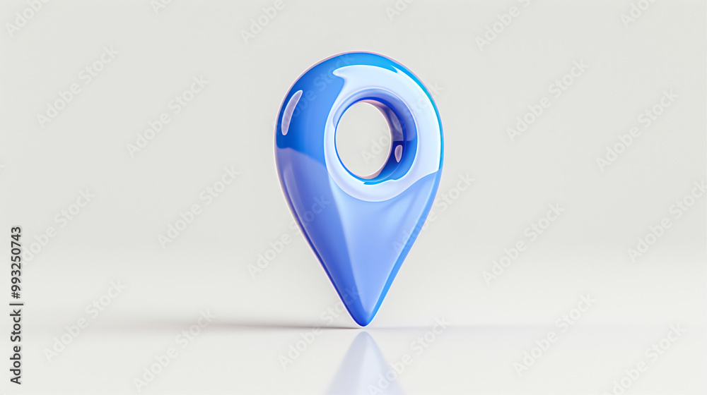 Poster location pin map marker in blue glossy style with smooth design for navigation and mapping applicati