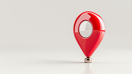 Map pin location marker icon in bright red color presenting navigation point