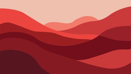 Abstract red background with layered flowing wave shapes in a minimalist design.