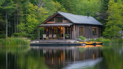 Cozy Cabin by the Water in Peaceful Forest Setting