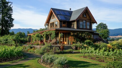 Charming House Surrounded by Lush Gardens and Mountains