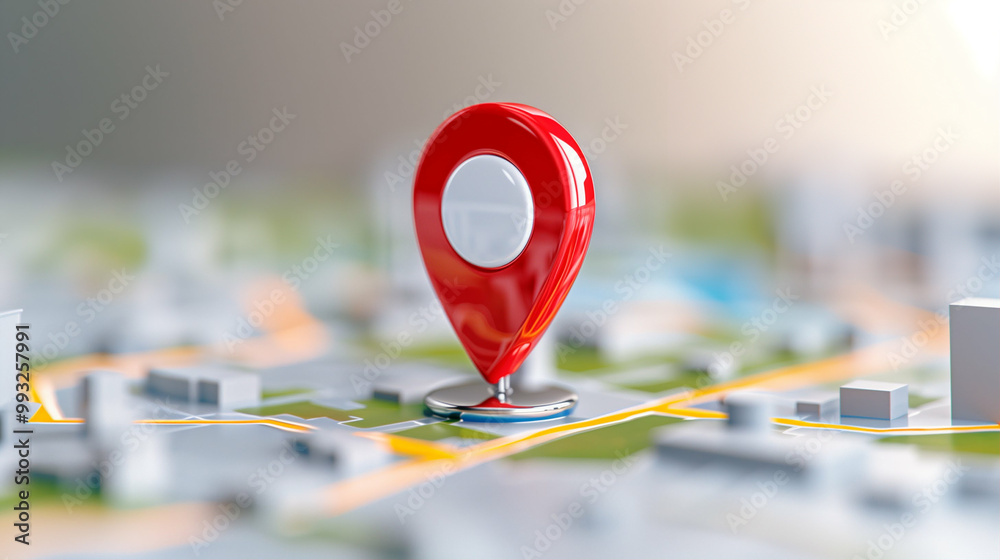 Poster map marker on a detailed map representing location and navigation for travel and exploration