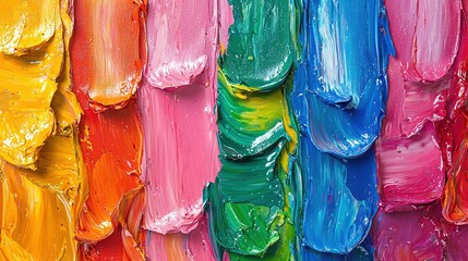 Multicolored art painting with oil brushstrokes. Textured wallpaper background illustration. Generative Ai