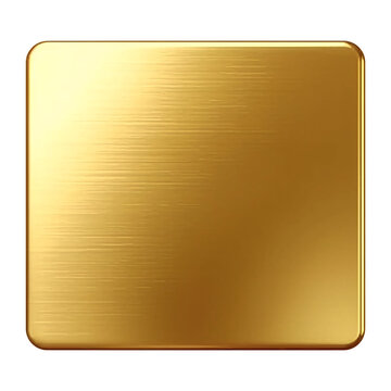 Gold podium stand flat lay isolated element. Luxury gold rectangle stage close-up object. Square minimal display podium mockup template for products and advertising design.