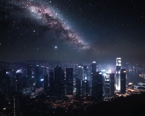 Fototapeta premium Night cityscape with colorful lights