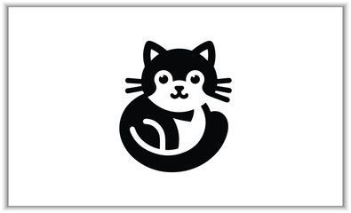 Cat icons collection. Kittens emoji symbols set. Black and white simple outline cats head kitten  icons.