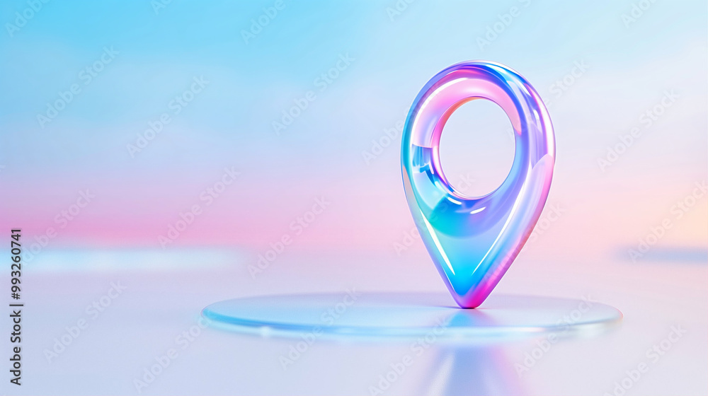 Poster location pin and map marker design in colorful digital style for navigation and location tracking