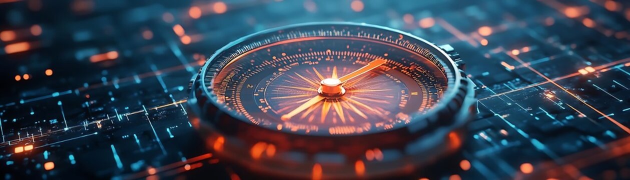 Digital Compass Illustration - Guiding Innovation in Technology