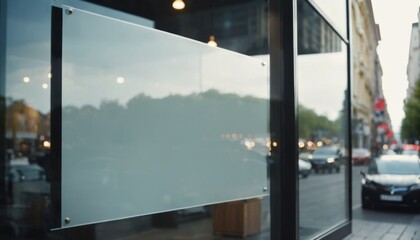 mockup on the door of a cafe or shop window, public place, ai generated, ai