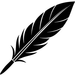 Fototapeta premium quill feather pen silhouette, feather pen icon logo vector design, majestic feather 