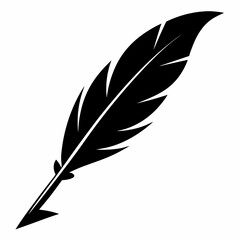 Fototapeta premium quill feather pen silhouette, feather pen icon logo vector design, majestic feather 