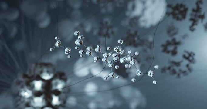 Amisulpride rotating 3d molecule, molecular structure of antipsychotic, seamless video