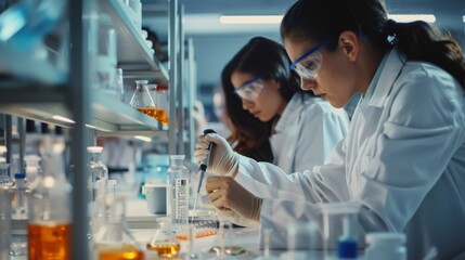Scientists Handling Blood Samples in Laboratory for Analysis