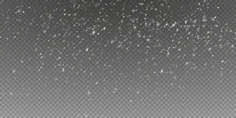 Transparent Background with Snowflakes: Winter Snowfall and Various Snowflake Shapes