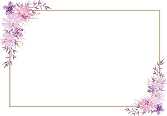 flower frame background with watercolor